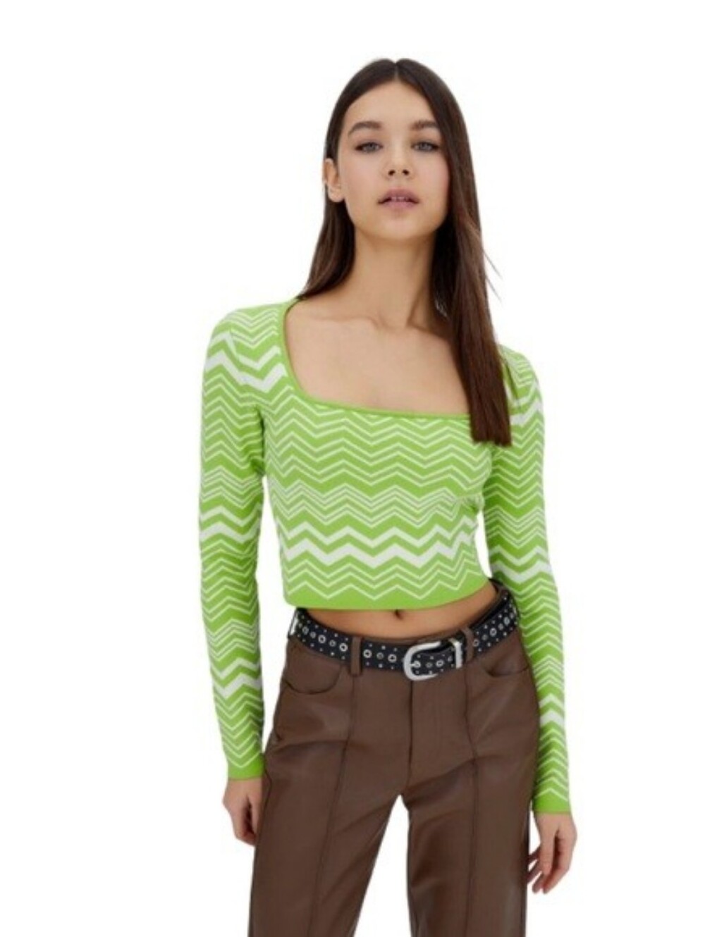 Stradavarius Y2K Cropped Knit Sweater In M